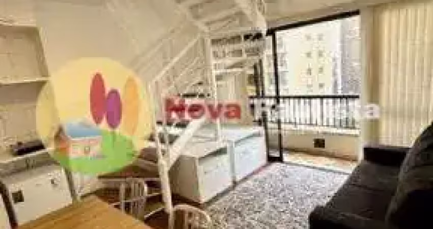 Apartamento duplex mobiliado com um dormitorio e 2 banheiros para locação, 45 m² por r$ 3.400,00 por mês.