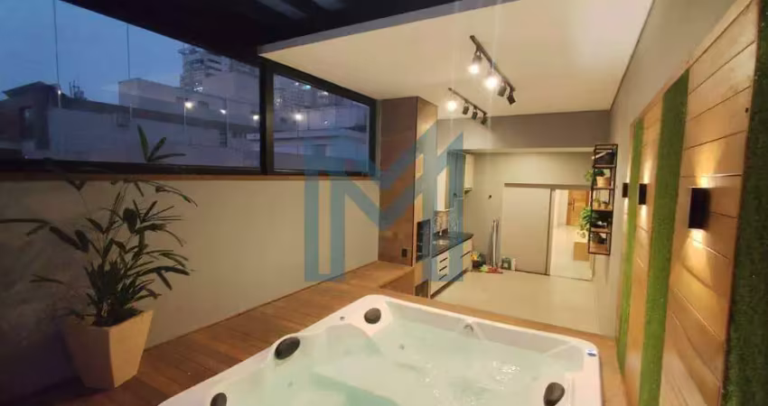 Cobertura penthouse com vista mar a 100m da praia – campo grande, santos/sp