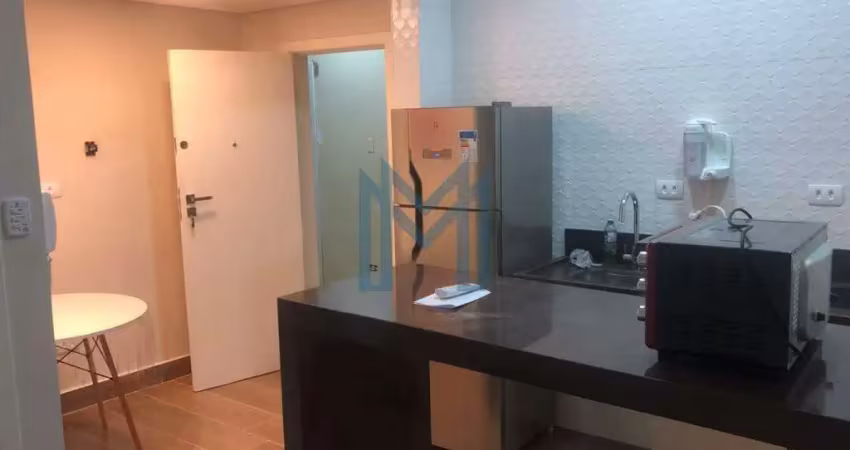 Stúdio mobiliado para alugar frente mar - 22m² - josé menino, santos