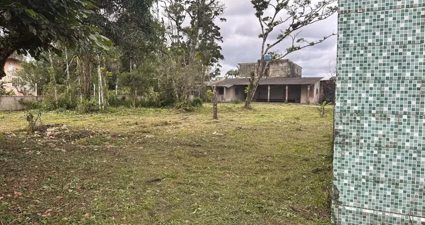 Chácara no balneário gaivota em itanhaém, lado serra a 800m da rodovia com 2700m², árvores frutíferas, jardim e escritura