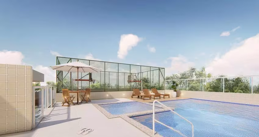 Apartamento com 2 quartos e piscina em praia grande.
