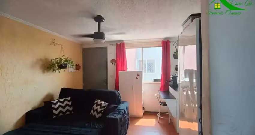 Apartamento à venda no centro de jandira-sp: 2 quartos, 2 salas, 1 banheiro, 1 vaga de garagem, 48m² de área.