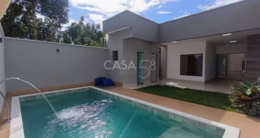 Casa térrea moderna com 3 suítes, piscina e gourmet – 160m² construídos