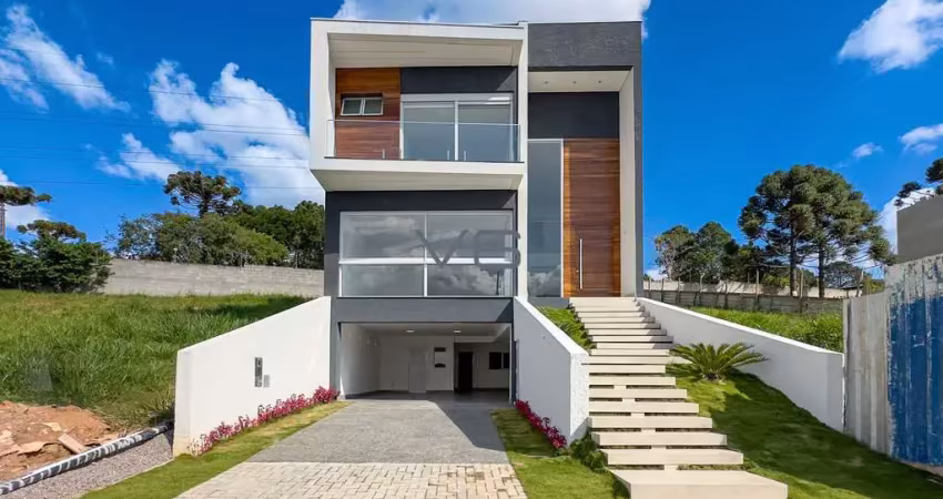 Casa alto padrão com 3 suítes, 350m² privativos, 5 vagas de garagem, no santa candida, curitiba - pr.