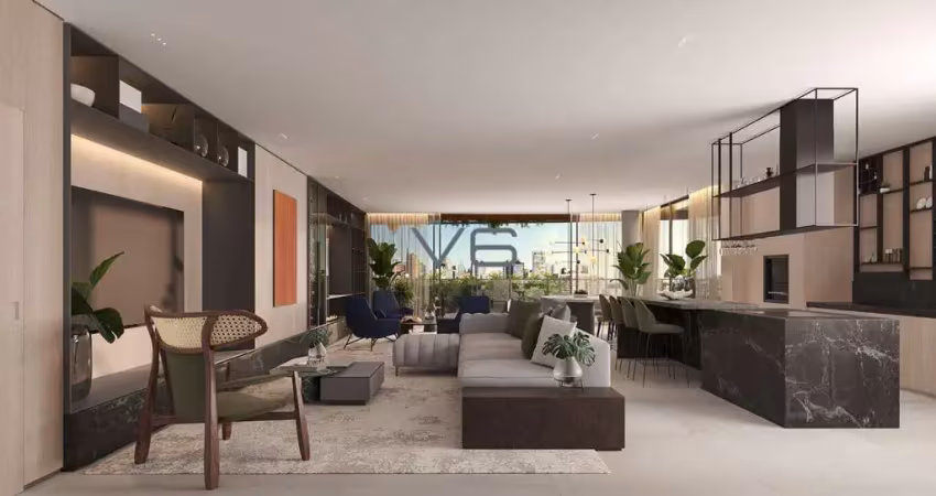 Apartamento alto padrão com 3 suítes, 233 m² privativos, 4 vagas de garagem, no batel, curitiba-pr.