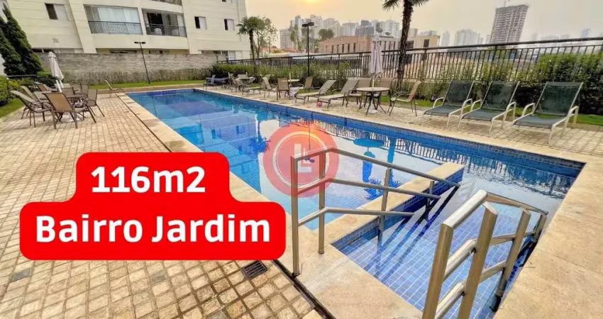 Apartamento de 116m2 com varanda gourmet para venda! reformado, decorado e mobiliado em condomínio clube no bairro jardim em santo andré/sp.