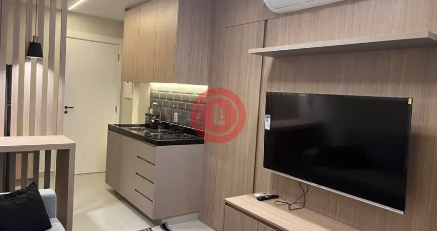 Apartamento mobiliado para locação no Paraíso, São Paulo-SP: 1 quarto, 1 sala, 1 banheiro, 1 vaga de garagem, 44m² de área.