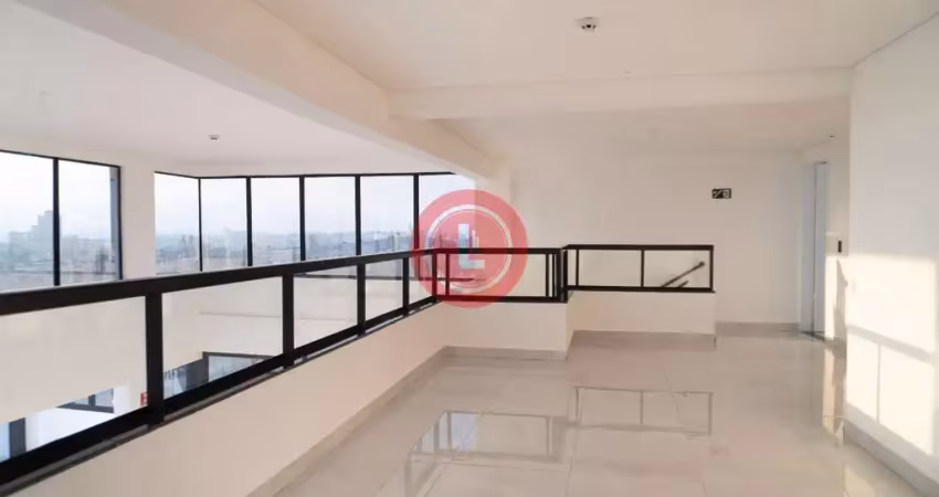 Salão comercial (rooftop) de alto padrão em santo andré-sp, bairro parque jaçatuba  3 salas, 2 banheiros, 141,00 m² de área