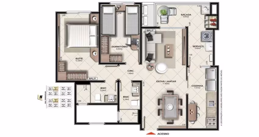 Apartamento 3 dormitórios sendo 1 suite bairro barreiros são josé