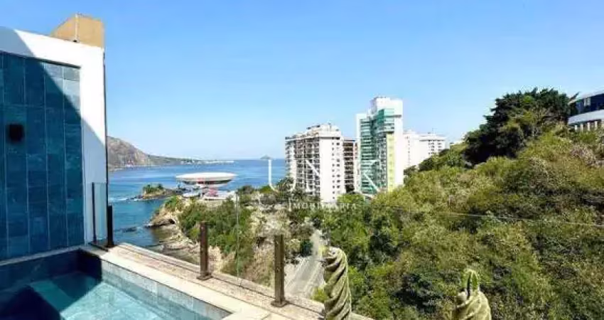 Excelente cobertura mobiliada 3 suites 4 vagas piscina churrasqueira e vista mar no ingá!!!