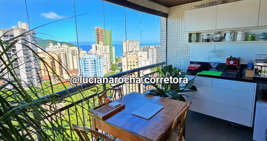 Vista mar! andar alto! 100% reformado! 3 dorms (2 suites) todos com varanda! 3 vagas! 185m² úteis