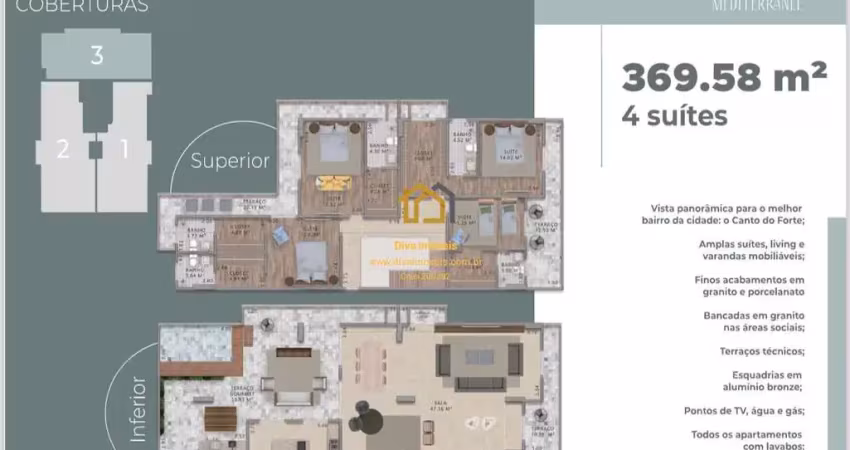 Apartamento com 4 quartos à venda na Rua Rui Barbosa, Canto do Forte, Praia Grande