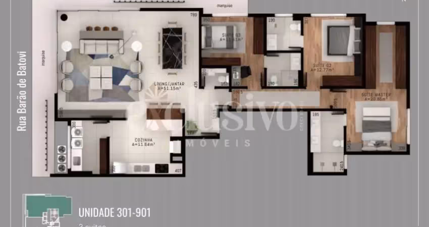 Apartamento com 3 quartos à venda na Rua Barão de Batovi, 546, Centro, Florianópolis
