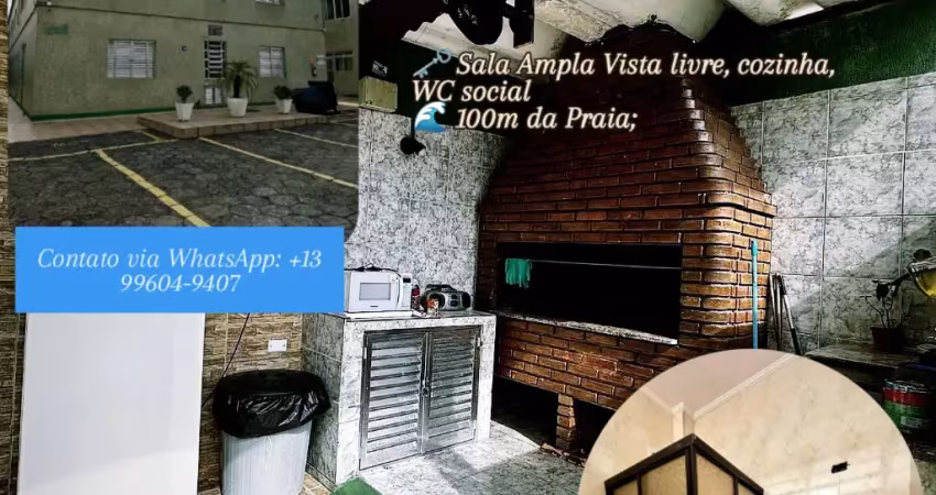 Kitnet caiçara - quadra da praia, sala ampla vista livre!!