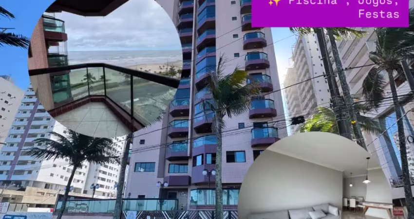 Lijdo apto caiçara - vista mar, 2 dorms 1 suite. lazer: piscina, jogos, festas