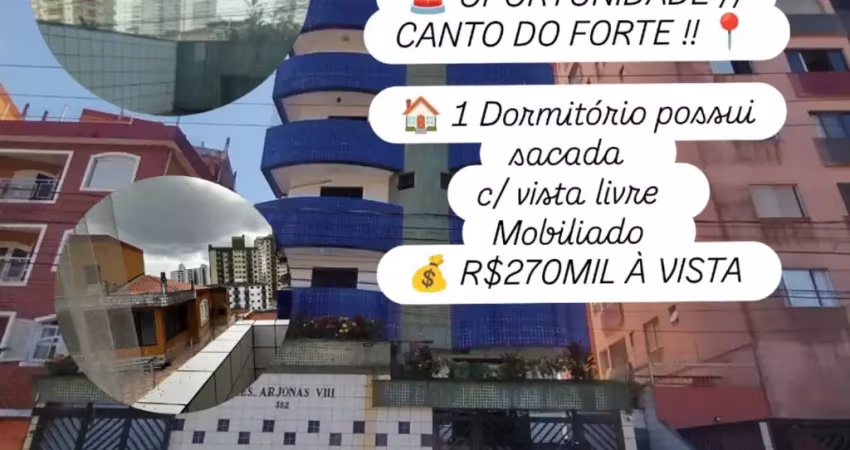 Oportunidade canto do forte // 1 dorm, sala ampla com sacada e vista livre