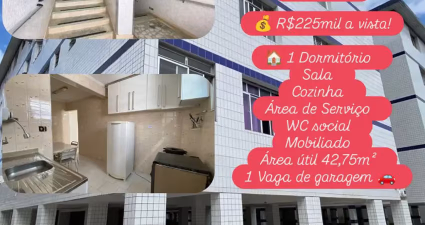 Apto canto do forte - 1 dormitório, mobiliado, 42m de área util !!