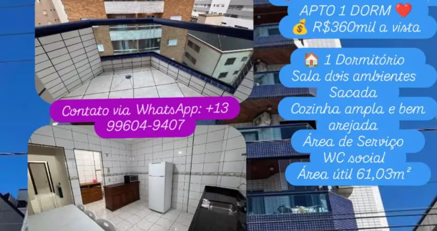 Canto do forte apto 1 dorm, sacada, cozinha ampla, área arejada!!