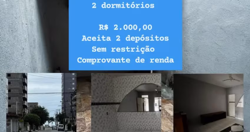Aluga se apto caiçara // 300m da praia, 2 dorms, 2 vagas garagem