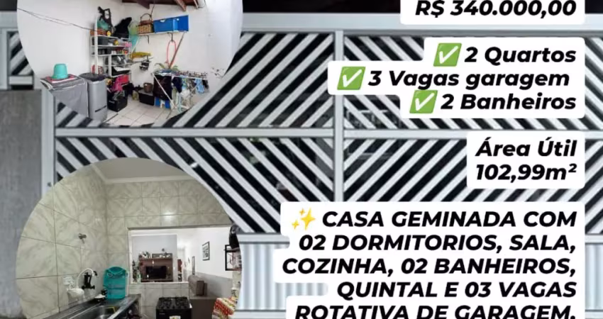 Jd real casa geminada // 2 quartos, 3 vagas garagem, 2 banheiros !!