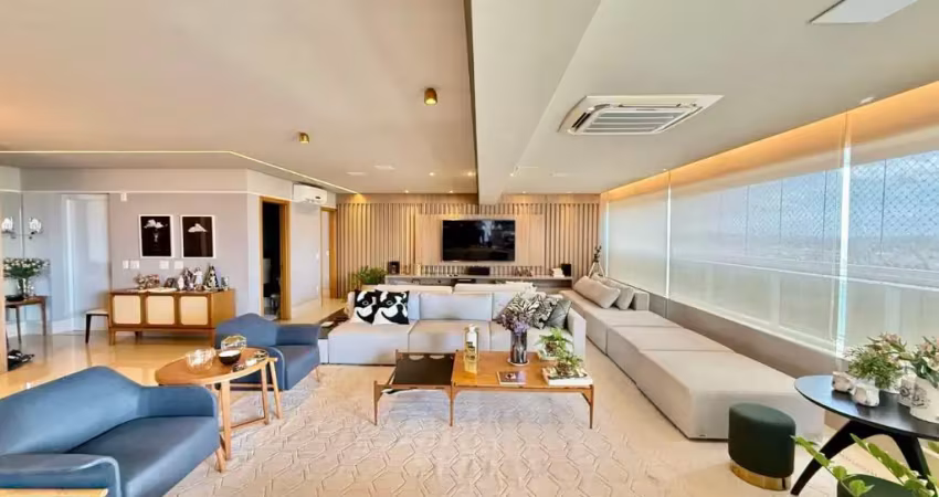 Apartamento 4 suítes todo mobiliado e equipado com vista definitiva para o lago das rosas no setor oeste