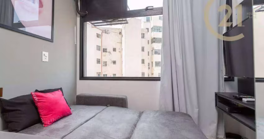 Apartamento studio mobiliado e com serviços, com 1 dormitório, 10 m² - venda por r$ 320.000 ou aluguel por r$ 3.107/mês - higienópolis - são paulo/sp