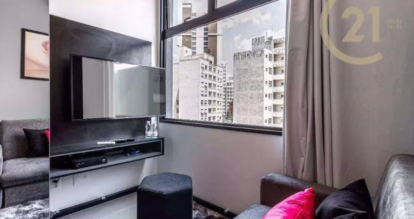 Apartamento studio mobiliado e com serviços, com 1 dormitório à venda, 10 m² por r$ 320.000 - higienópolis - são paulo/sp
