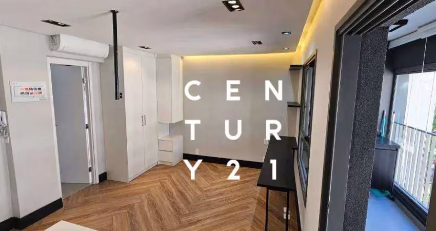 Lindo apartamento de 31m2 com 1 dormitório em pinheiros, semi mobiliado, condomínio completo com piscina, aceita pet.