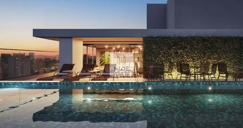 Unico barra, studios de 23 e 25m² com varanda, quarto e cozinha integrados, banheiro social e varanda, à venda na barra.
