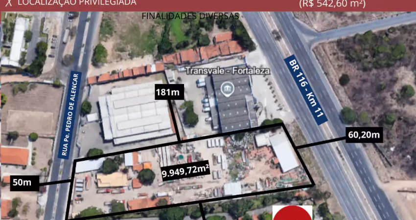 Terreno em messejana com fundo correspondente / entre a br 116 e av. padre pedro de alencar!