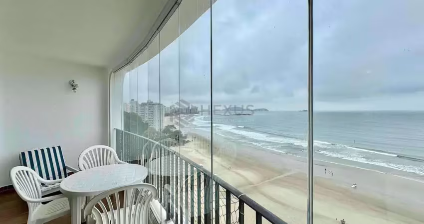 Apartamento frente mar com varanda e vista mar na praia das asturias, guaruja | hexus