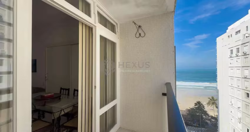 Apartamento com varanda e vista mar na quadra-mar da praia das pitangueiras à venda, guarujá-sp.