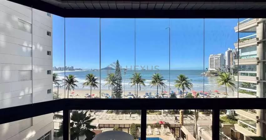 Apartamento frente mar, varanda gourmet, lazer, beira mar, praia das asturias, guaruja | hexus