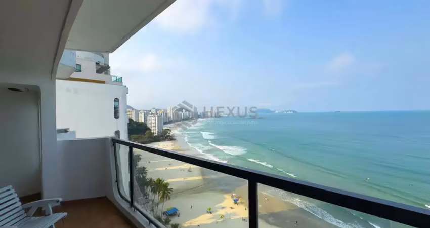 Apartamento frente mar, varanda, vista mar, praia das asturias, guaruja | hexus