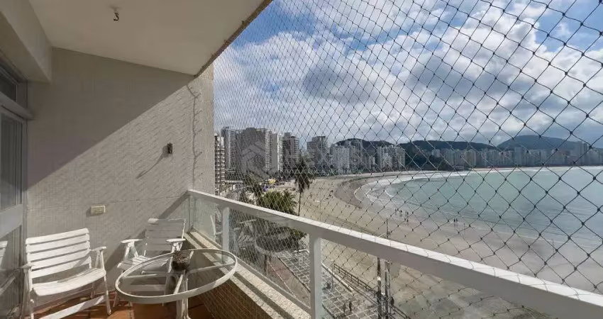 Apartamento beira mar com varanda e vista mar na praia das astúrias - 3 quartos (1 suíte), 1 depend