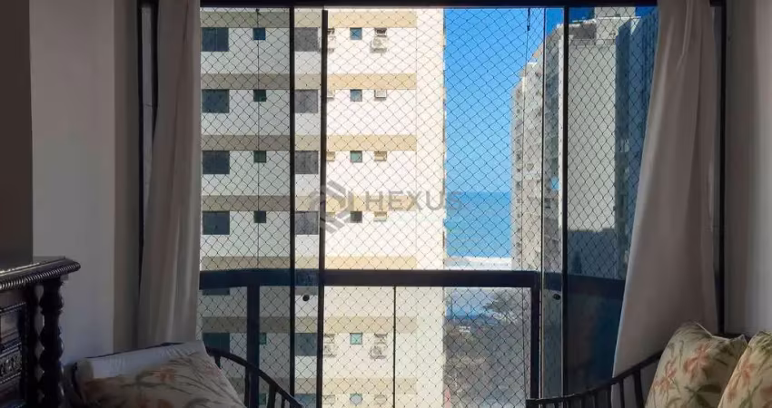 Apartamento com varanda, vista mar, 2 quadras da praia das pitangueiras, guaruja | hexus inteligênc