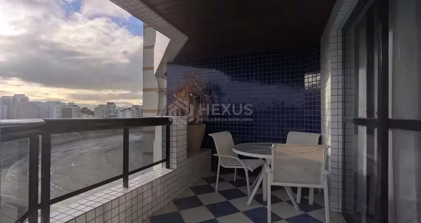 Apartamento frente mar com varanda, vista mar, lazer na praia das asturias, guaruja | hexus