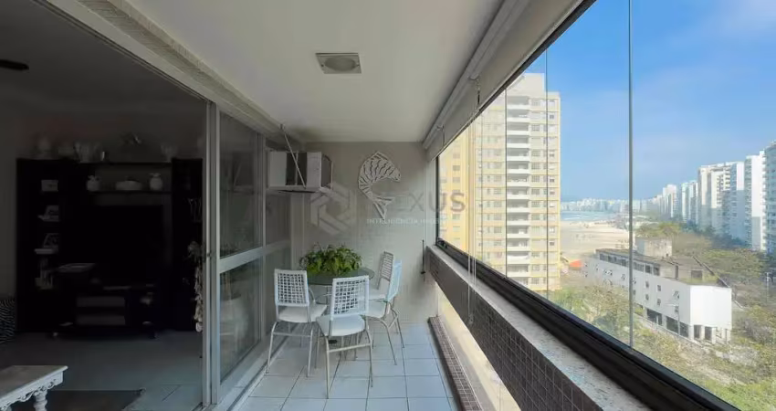 Apartamento beira mar, varanda, lazer, vista mar, praia das pitangueiras, guaruja | hexus