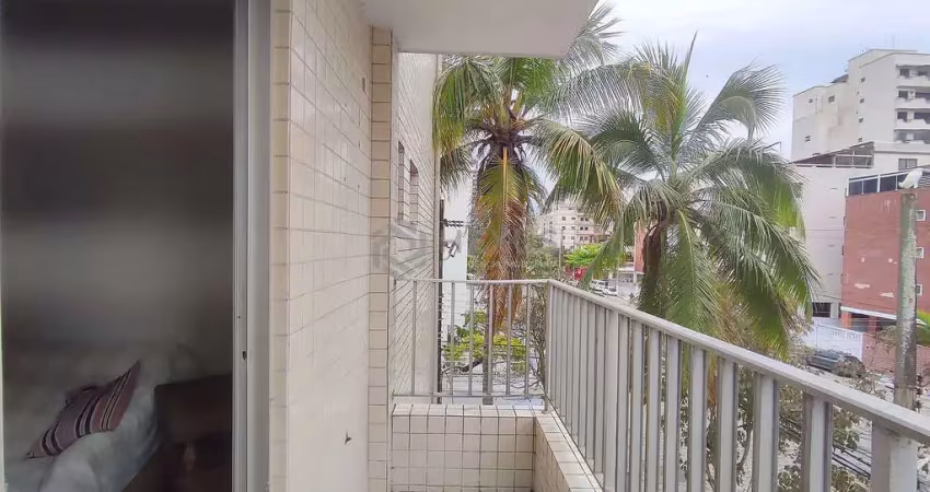 Apartamento com varanda e vista frente rua na praia das asturias, guaruja
