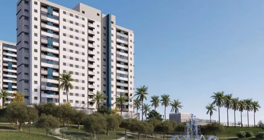 Apartamento 2 dormitórios com opções suíte; condomínio completo com lazer aquático.