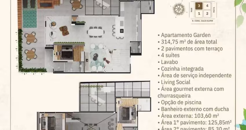 Garden com 4 dormitórios à venda sendo 4 suítes, 229.45 m² por - r$ 5.142.758,19 - praia brava - itajaí/sc