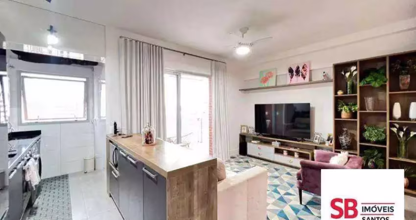 Apartamento com 1 dormitório à venda, 47 m² por r$ 795.000 - boqueirão - santos/sp