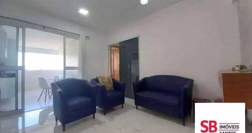 Apartamento com 1 dormitório à venda, 68 m² por r$ 950.000 - boqueirão - santos/sp