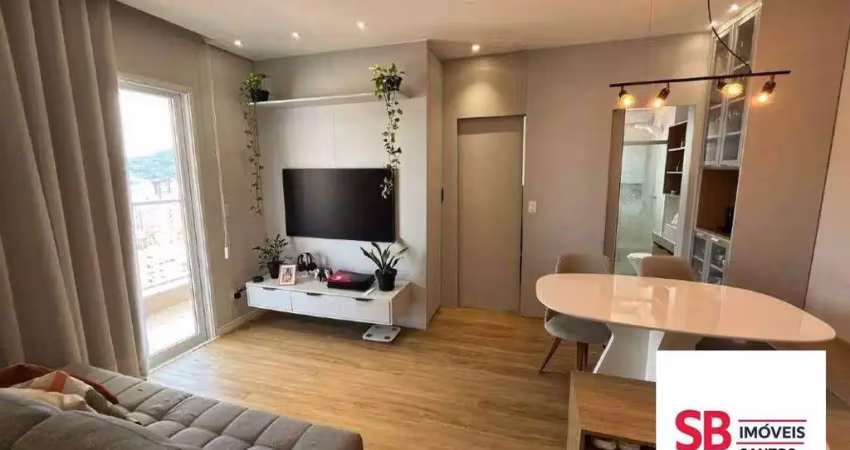 Apartamento com 1 dormitório à venda, 44 m² por r$ 640.000,00 - campo grande - santos/sp