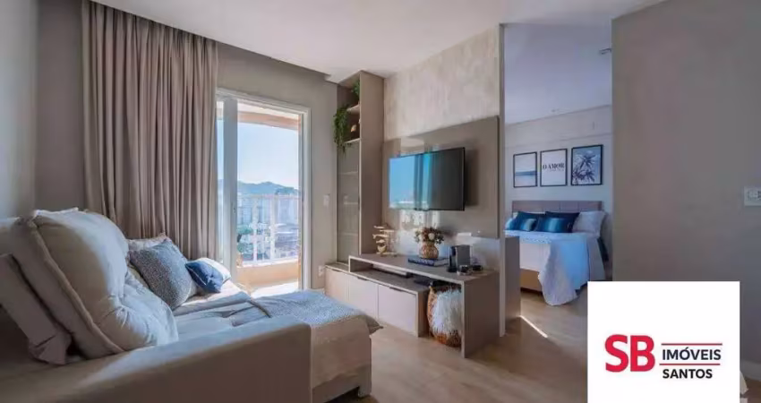 Apartamento com 1 dormitório à venda, 44 m² por r$ 639.000,00 - campo grande - santos/sp