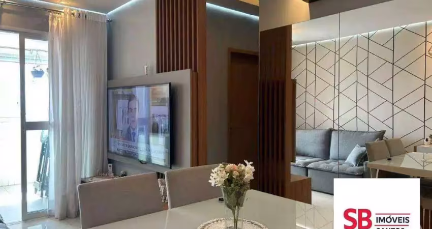 Apartamento com 2 dormitórios à venda, 85 m² por r$ 1.325.000,00 - boqueirão - santos/sp