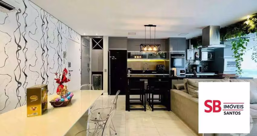 Apartamento com 2 dormitórios à venda, 80 m² por r$ 1.300.000,00 - gonzaga - santos/sp