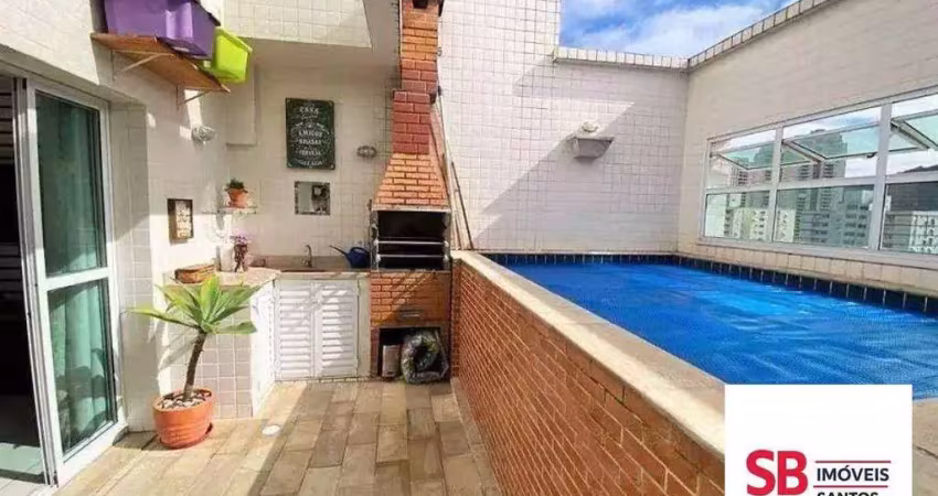 Cobertura com 4 dormitórios à venda, 220 m² por r$ 1.900.000,00 - boqueirão - santos/sp