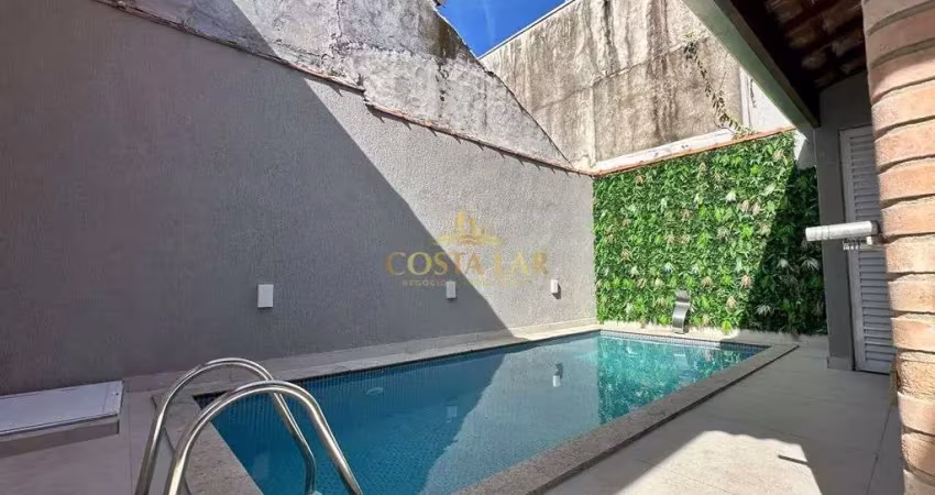 Casa geminada na mirim em praia grande – com piscina, churrasqueira e 3 vagas