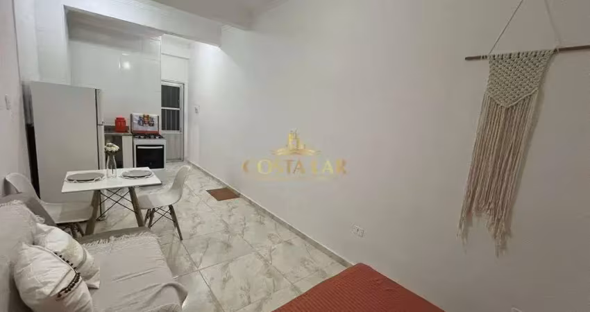 Kitão reformado, mobiliado e com vista lateral mar na aviação - praia grande
